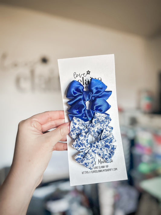 blue floral 2.5” pinwheel clips