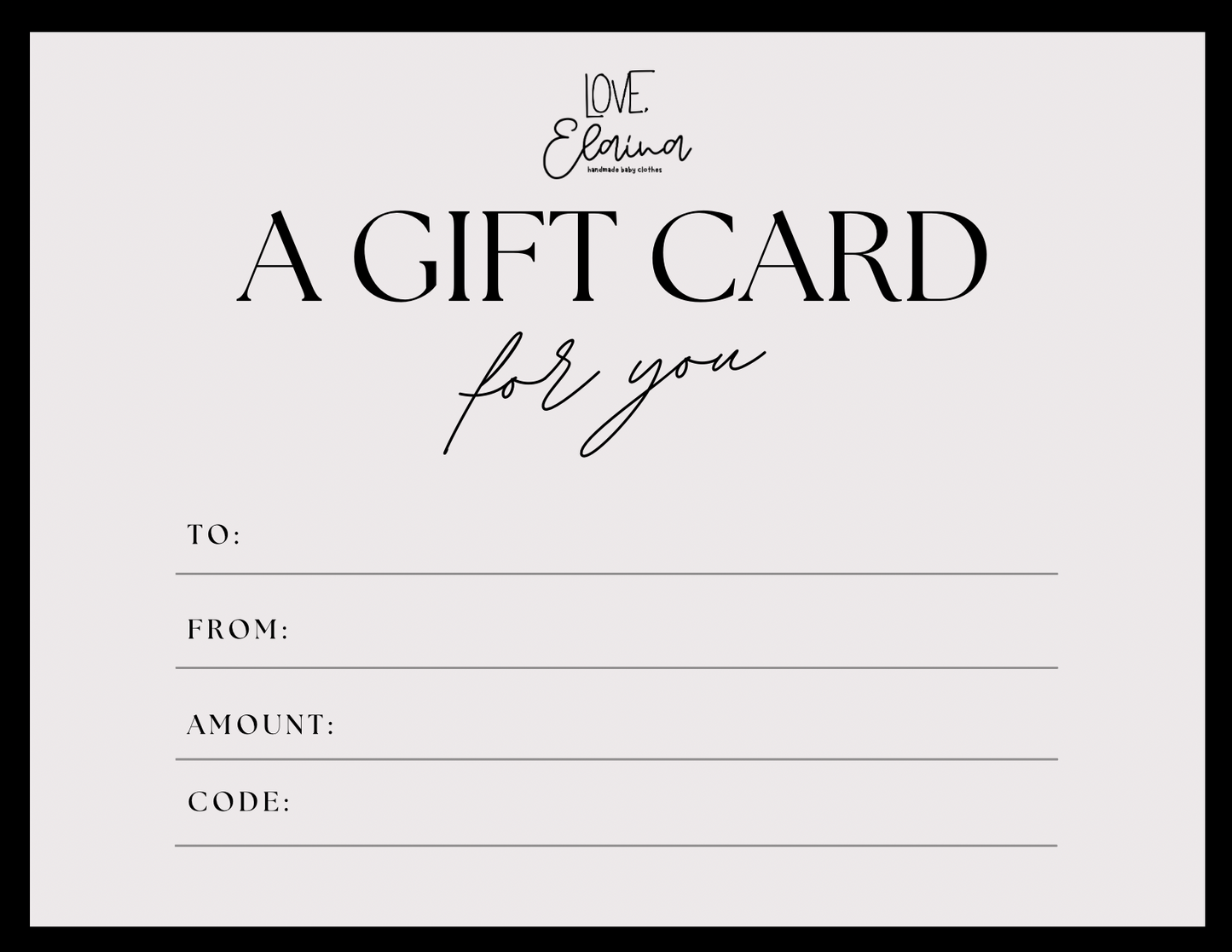 Love Elaina Gift Card